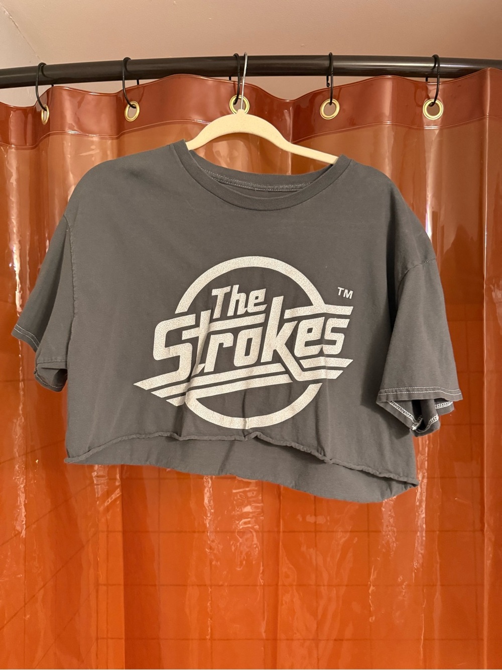 The Strokes Band Cropped Tee - Charcoal Gray